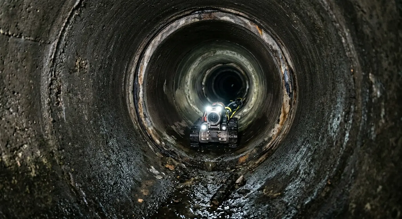 Robotic sewer camera inspecting pipe interior for Sewer Line Repair in San Gabriel